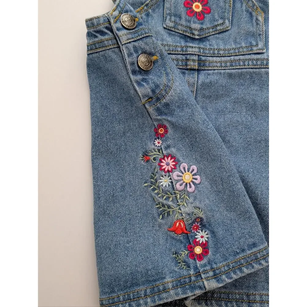 Mickey Mouse & Co. Minnie Mouse Cotton Denim Overall Dress Small 4 Y2k Floral